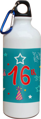 54% OFF on Tiedribbons 16th Happy Birthday White Travel 600 ml Water Bottle