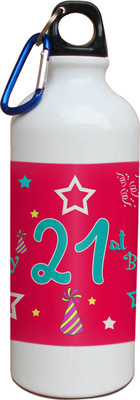 63% OFF on Tiedribbons 21st Happy Birthday White Travel 600 ml Water Bottle