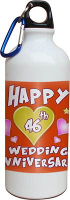 63% OFF on Tiedribbons 46th Happy Anniversary White Travel 600 ml Water Bottle