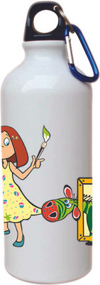45% OFF on Printland Cartoonic Girl Sipper 600 ml Water Bottle Set of 1, White
