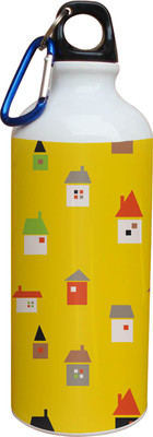 60% OFF on Tiedribbons Yellow Background And Colored Hut Pattern 600 ml Water Bottle