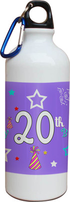 63% OFF on Tiedribbons 20th Happy Birthday White Travel 600 ml Water Bottle