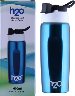 H2O STAINLESS STEEL SPORTS BOTTLE 600 Ml Water Bottle (Set Of 1, BLUE)