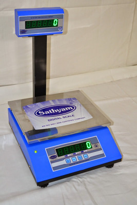 11% OFF on Sathyam Premium Table Top Pole Flat Pan 10kg/1g Weighing Scale Blue