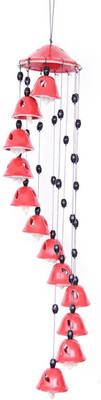 50% OFF on ExclusiveLane Melodious Sound Ceramic Set Of 12 In Red Ceramic Windchime