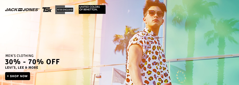 30% - 70% OFF on T-shirts, Shirts, Jeans & more