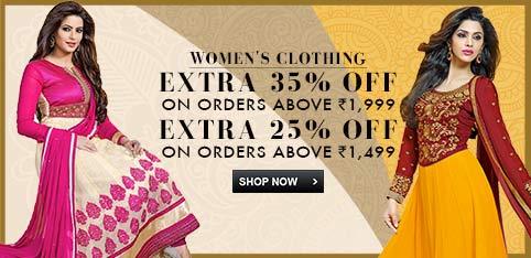 EXTRA 35% OFF on Rs1999+; EXTRA 25% OFF on Rs1499+; EXTRA 15% OFF on Rs999+